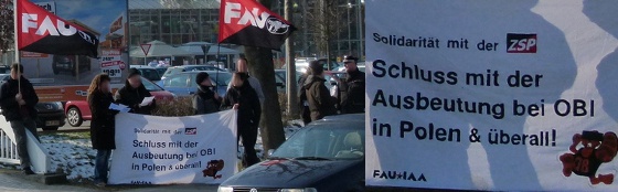 Protestaktion vor dem OBI in Hamburg-Harburg