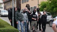 Im Mai 2014 in Altbach vermummt, zusammen mit Pforzheimer Faschisten