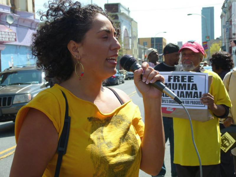 Protest für die Freilassung von Mumia Abu-Jamal am 26. April 2014 in Philadelphia, PA