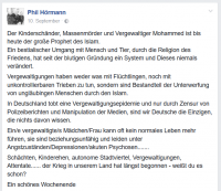 Facebookbeitrag vom 10.09.2016 von Philipp Hörmann.