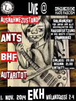 Hausbesetzer*innen Soli-Konzert mit Ants // Ausnahmezustand // BHF // Autäritot am 01.11.2014 im EKH in Wien