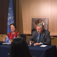 The United Nations special rapporteur on the rights of indigenous peoples, Victoria Tauli-Corpuz, at her press conference in Canberra, April 2017.