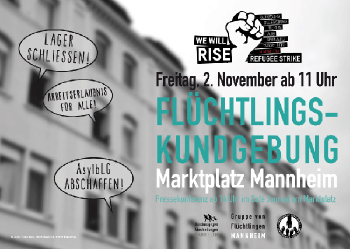 Plakat Flüchtlingskundgebung Mannheim