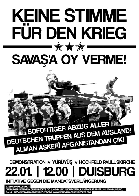 Plakat: Keine Stimme für den Krieg!