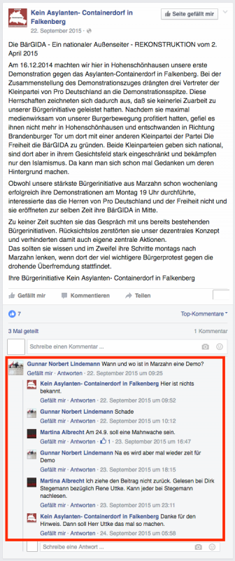 Lindemann bittet auf NPD-naher Seite um einer Demo in Marzahn