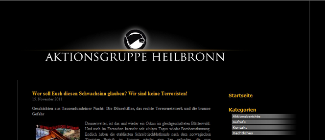 Schon länger nicht mehr verfügbar:Die Website der "AG Heilbronn"