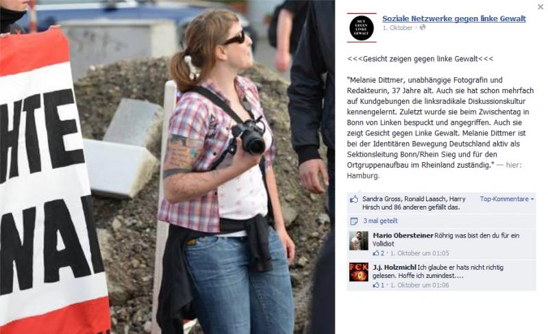 Melanie Dittmer, "Sektionsleiterin" der rechtsextremen "Identitären Bewegung Bonn / Rhein-Sieg" 