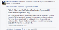 Marian von Stürmer hetzt gegen die Antifa-Kaffeefahrt.