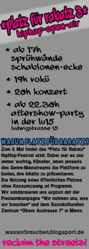 Platz für Rabatz 3  -Flyer Rückseite