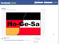 HoGeSa-Schriftzug mit dem anti-demokratischen Symbol der Reichsfahne