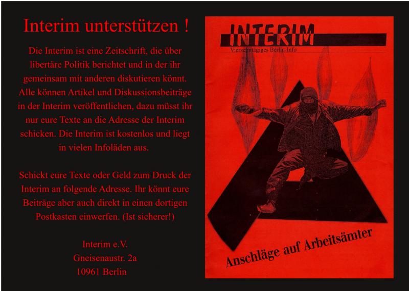 Rückseite des Flyers - Unterstützt die Interim!!