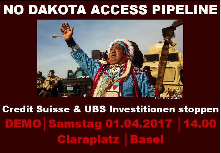 NO DAPL. Credit Suisse und UBS Investitionen stoppen!