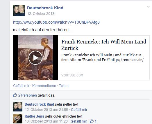 "Keine Rechten Parolen": YouTube-Link zum Nazibarden Frank Rennicke...