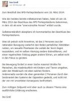 Statement von Ina Groll auf Facebook