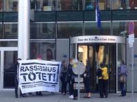 Protestaktion vor dem Haus der Europäischen Union in Wien