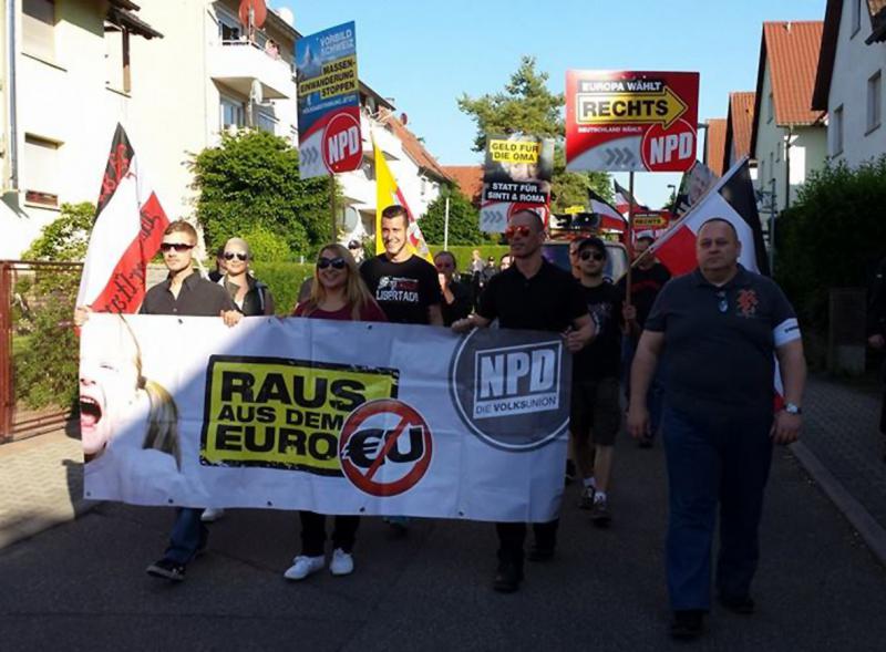 Nazi-Aufmarsch zum Wahlkampfabschluss am 23.05.2014 in Sinsheim