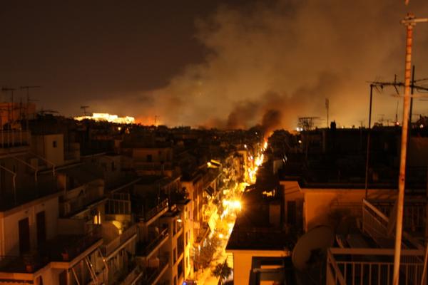 burning streets of athens