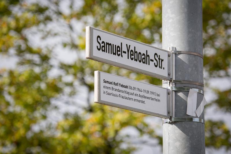 Samuel-Yeboah-Straße in Saarlouis-Fraulautern.