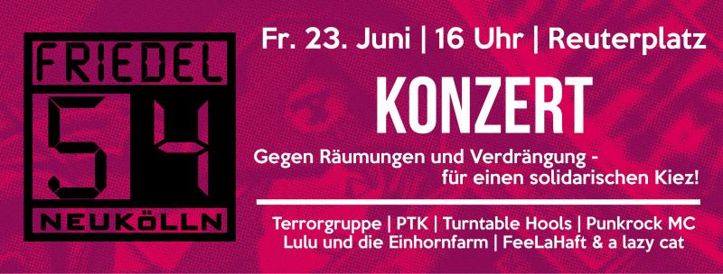 Kiezladen Friedel54 bleibt! Kiezkundgebung und -konzert