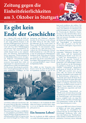 Zeitung gegen die Einheitsfeierlichkeiten 2013 in Stuttgart