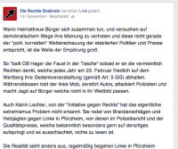 Facebookpost von "Die Rechte Enzkreis"