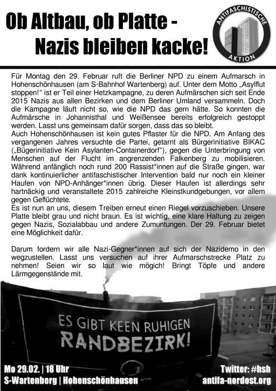 [B] Der NPD ihr rassistisches Maul stopfen! Naziaufmarsch verhindern!