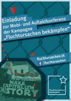Flyer Time to act! Mobi- und Auftaktkonferenz der Kampagne „Fluchtursachen bekämpfen“ am 30. Juli in Nürnberg