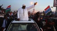 The new President Barrow of The Gambia on his way to Banjul