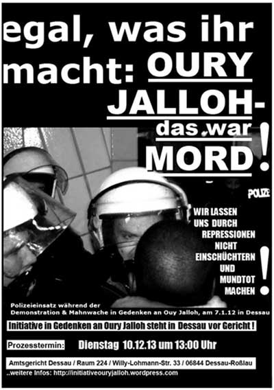 Prozess gegen die Initiative In Gedenken an Oury Jalloh e.V. am 10.12.2013  13:00 Uhr in Dessau