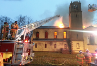 Fire devours historic Iowa church