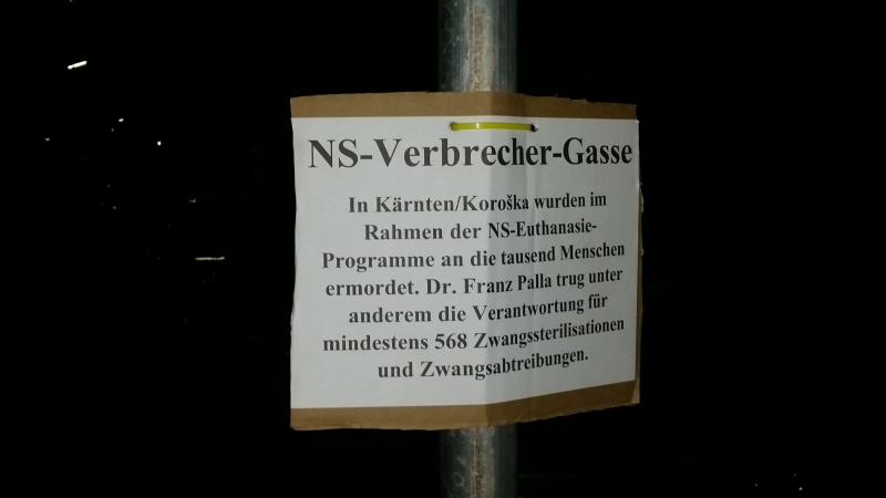 Aktion gegen Straßenname von NS-Verbrecher Dr. Franz Palla