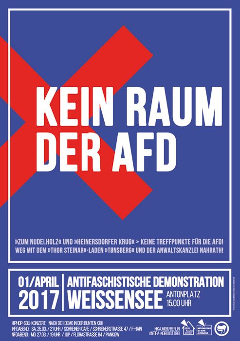 Kein Raum der AfD! - Antifa-Demo am 1. April 2017 in Berlin-Weißensee