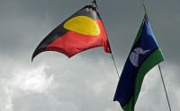 Aboriginal flag left, Torres Strait Islands flag right