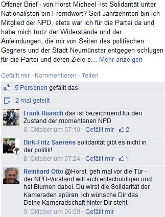 NPD Bundesvorstand entschuldigt sich bei Horst Micheel