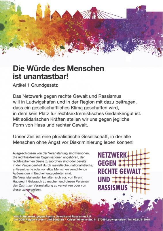 Flyer des Netzwerks gegen rechte Gewalt und Rassismus(Rückseite)