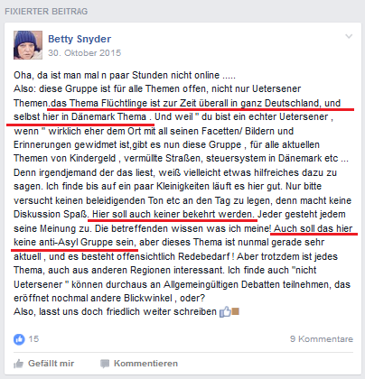 BILD 1: Beschreibung der Gruppe, verfasst von "Betty Snyder"