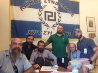 CasaPound Italia - Golden Dawn, August 2015, Gianluca Ianonne, Davide di Stefano (links), Andrea Bonazza (rechts)