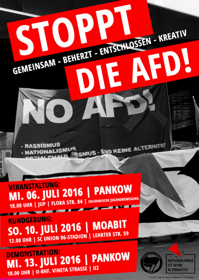 Aktionsreihe gegen die Berliner AfD in Moabit und Pankow.