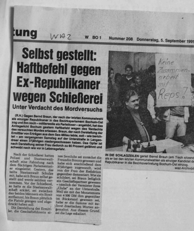 WAZ 5.9.1991   REPs Bochum(Azzoncao-Archiv)
