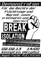 Demonstration in Kempten: Break Isolation, 2.2.13, 14 Uhr