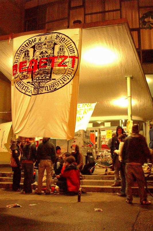 06.05.2005, Im Mai 2005 protestierten Freiburger StudentInnen mit der mehr als zwei Wochen andauernden Besetzung des Uni-Rektorats gegen die geplante Einführung der Studiengebühren.