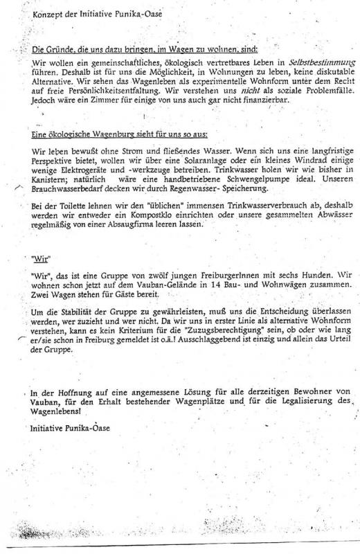 1996: Schreiben der Gruppe "Punika-Oase" an alle Gemeinderatsmitglieder, Seite 2/2