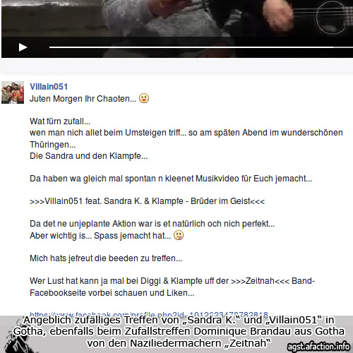 Sandra K. ist ebenfalls Knieling, welche vermutlich auch gute Kontakte zum Gothaer Nazi Dominique Brandau (Liedermacher Zeitnah) pflegt.