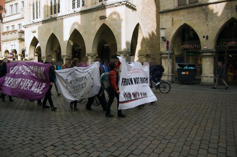 Soli-Kundgebung in Münster für den refugee march for freedom 3