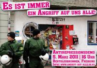 Plakat "Es ist immer ein Angriff auf uns alle!"