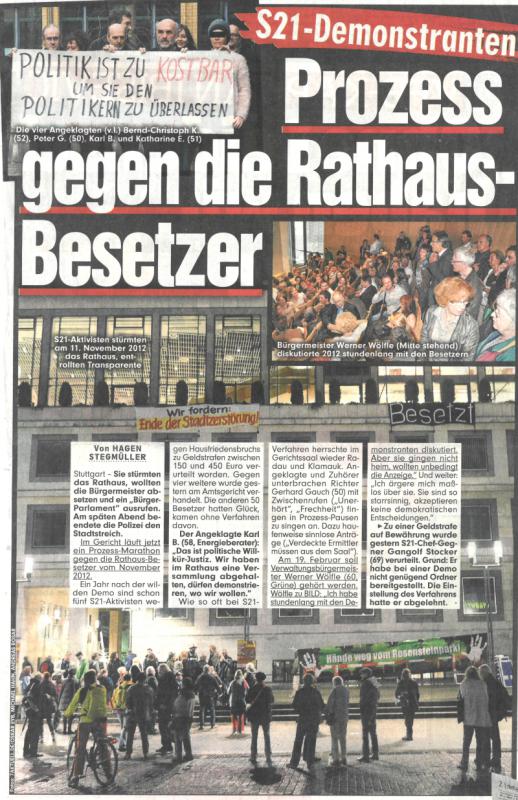 Bildzeitung am 21.2.2014 über den Prozess