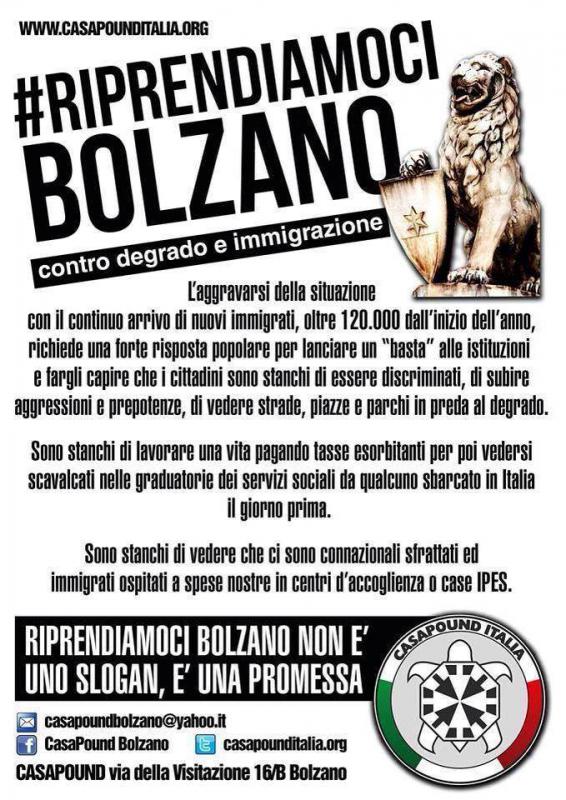 "Riprendiamoci Bolzano" - "Holen wir uns Bozen zurück"