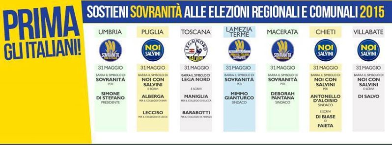 Regionalwahlen 2015 in Italien, "Sovranita" tritt als Bündnis an
