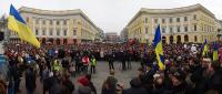 Eine proukrainische Demonstration in Odessa am 2. März 2014 