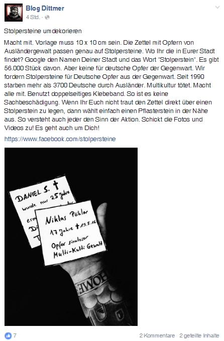 Melanie Dittmers Aufruf zur Kampagne "Stolpersteine"